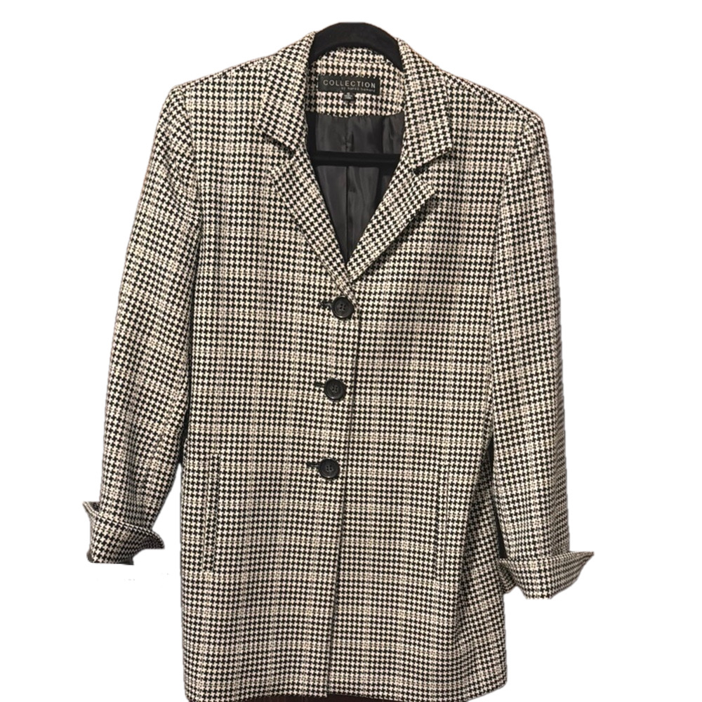 Collection By Harvey Benard W Houndstooth Jacket Blazer with Pockets